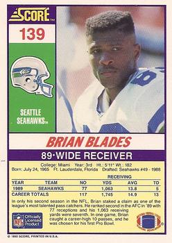 1990 Score #139 Brian Blades Back