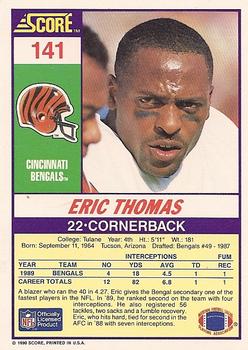 1990 Score #141 Eric Thomas Back