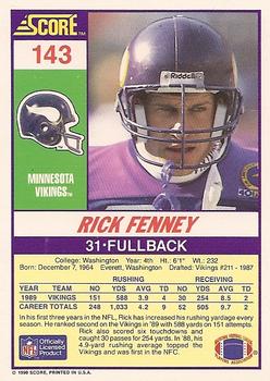 1990 Score #143 Rick Fenney Back
