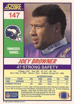 1990 Score #147 Joey Browner Back