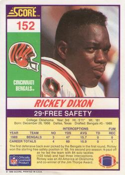 1990 Score #152 Rickey Dixon Back