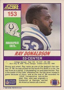 1990 Score #153 Ray Donaldson Back