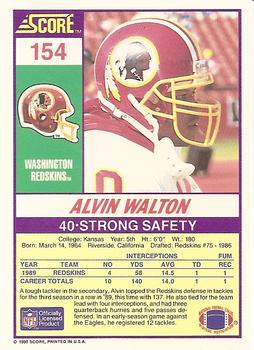 1990 Score #154 Alvin Walton Back
