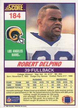 1990 Score #184 Robert Delpino Back