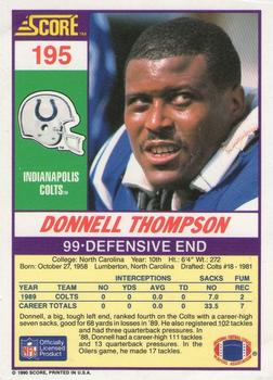 1990 Score #195 Donnell Thompson Back
