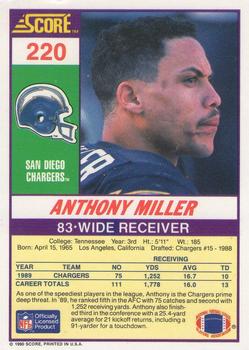 1990 Score #220 Anthony Miller Back