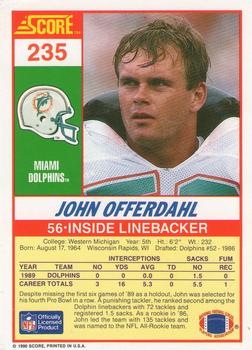 1990 Score #235 John Offerdahl Back