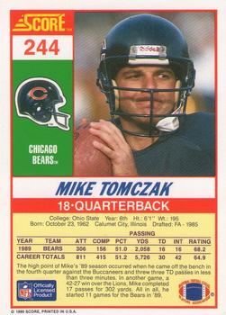 1990 Score #244 Mike Tomczak Back