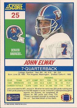 1990 Score #25 John Elway Back