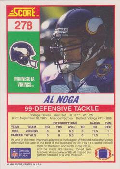 1990 Score #278 Al Noga Back