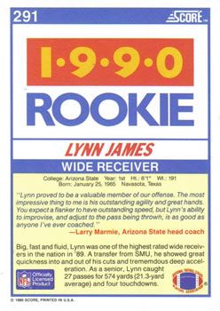 1990 Score #291 Lynn James Back