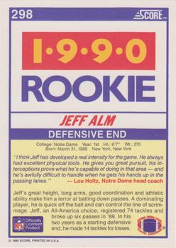 1990 Score #298 Jeff Alm Back