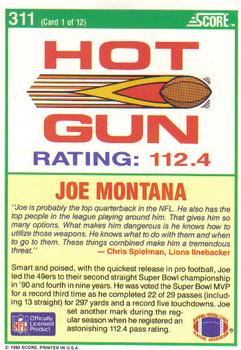1990 Score #311 Joe Montana Back