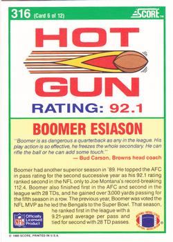 1990 Score #316 Boomer Esiason Back