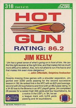 1990 Score #318 Jim Kelly Back