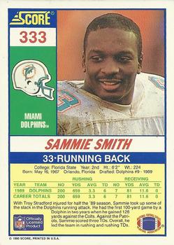 1990 Score #333 Sammie Smith Back