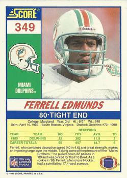 1990 Score #349 Ferrell Edmunds Back