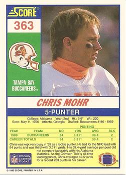 1990 Score #363 Chris Mohr Back