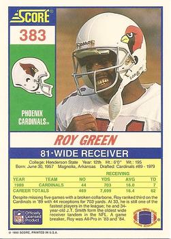 1990 Score #383 Roy Green Back