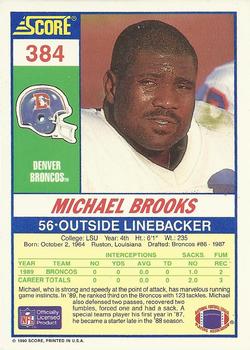 1990 Score #384 Michael Brooks Back