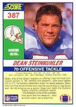 1990 Score #387 Dean Steinkuhler Back