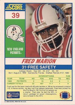 1990 Score #39 Fred Marion Back