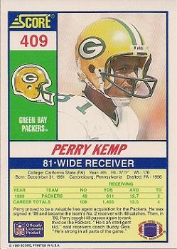 1990 Score #409 Perry Kemp Back