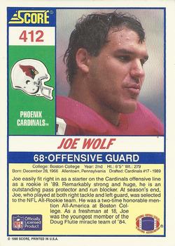 1990 Score #412 Joe Wolf Back