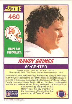 1990 Score #460 Randy Grimes Back