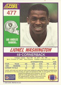 1990 Score #477 Lionel Washington Back