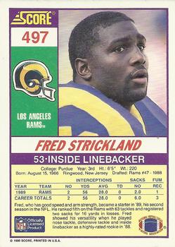 1990 Score #497 Fred Strickland Back