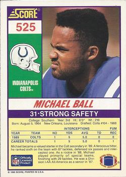 1990 Score #525 Michael Ball Back