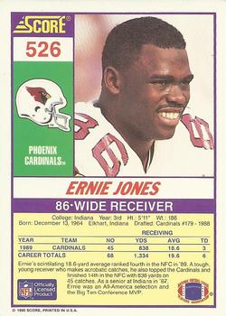 1990 Score #526 Ernie Jones Back