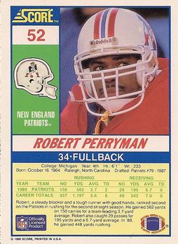 1990 Score #52 Robert Perryman Back