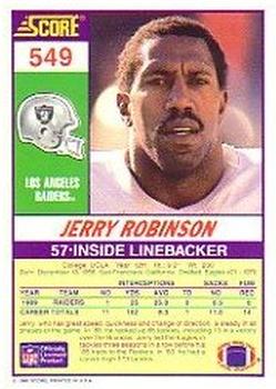 1990 Score #549 Jerry Robinson Back