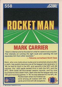 1990 Score #558 Mark Carrier Back