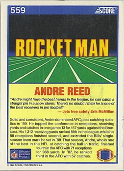 1990 Score #559 Andre Reed Back