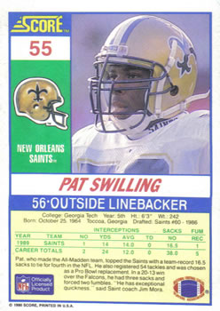 1990 Score #55 Pat Swilling Back