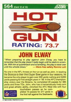 1990 Score #564 John Elway Back