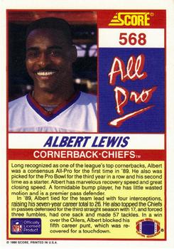 1990 Score #568 Albert Lewis Back