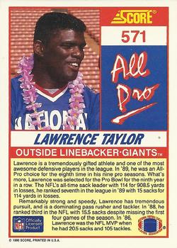 1990 Score #571 Lawrence Taylor Back