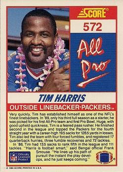 1990 Score #572 Tim Harris Back