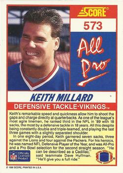 1990 Score #573 Keith Millard Back