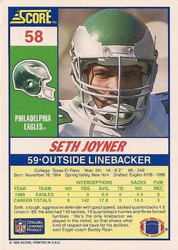 1990 Score #58 Seth Joyner Back