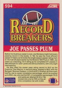 1990 Score #594 Joe Montana Back