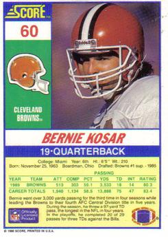 1990 Score #60 Bernie Kosar Back