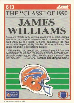 1990 Score #613 James Williams Back