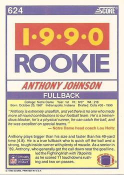 1990 Score #624 Anthony Johnson Back