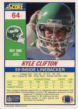 1990 Score #64 Kyle Clifton Back