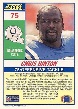 1990 Score #75 Chris Hinton Back